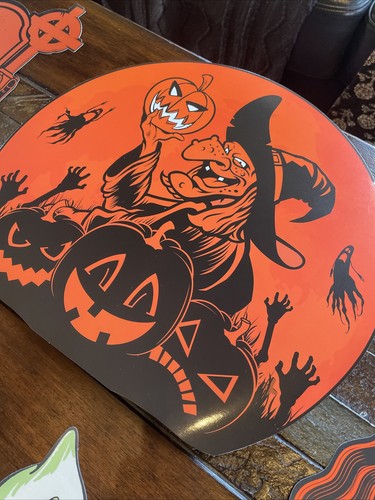 Decorazioni Halloween Diecut Beistle Strega Zucca Casa Gatto Vintage Antico H27 - Foto 9 di 9