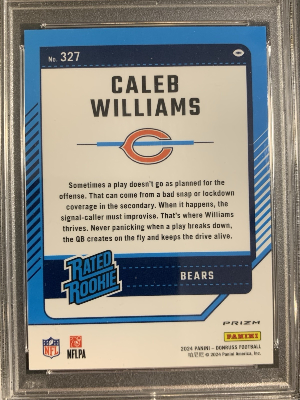 2024 Donruss Caleb Williams #327 Optic Preview Pink Prizm (RC) PSA 10 view 3