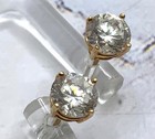 14K Yellow Gold 5mm Cubic Zirconia Stud Earrings 1.6 GR Single Earring Back — photo 2