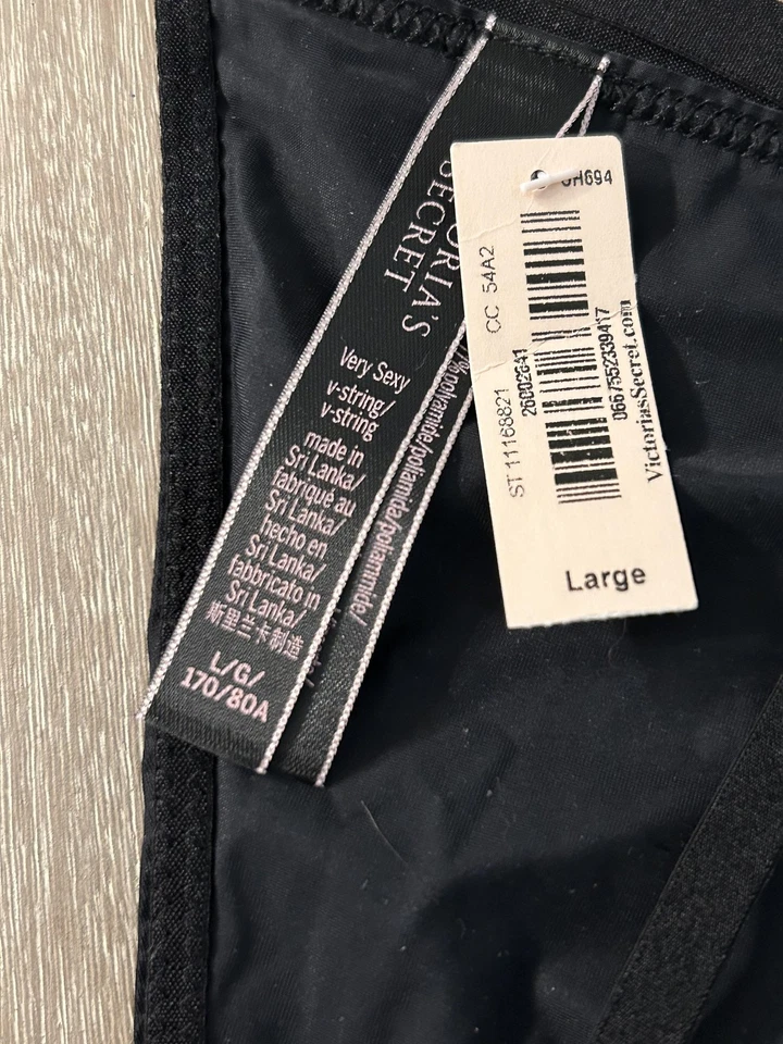 Victoria's Secret Tanga Tanga Mujer Grande Negro Muy Sexy Bragas Ropa Interior Foto 4 de 4