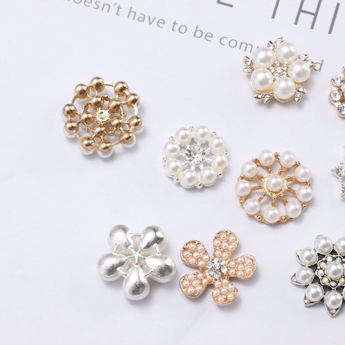 Crystal Headwear Accessories Rhinestone Buttons Pearl Hairpins Pearl Button - Picture 6 of 23
