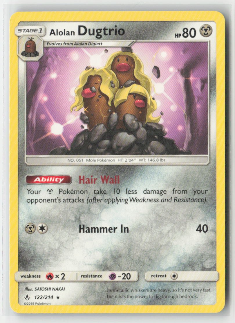 Alolan Dugtrio 122/214 Rare Unbroken Bonds Pokemon Lightly Played