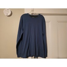 DKNY Mens Long Sleeve Crew Neck Shirt Blue Heather Textured XL 1720412