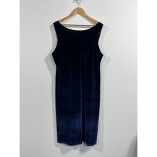 Reformation Blue Velvet Sleeveless Scoop Back Midi Dress XL Evening Event