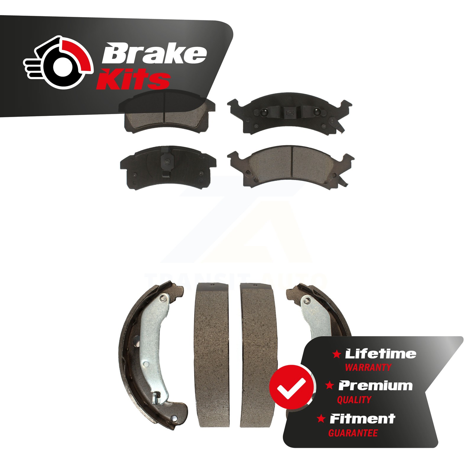 Front Rear Ceramic Brake Pads And Drum Shoes Kit For 2003-2005 Pontiac Sunfire