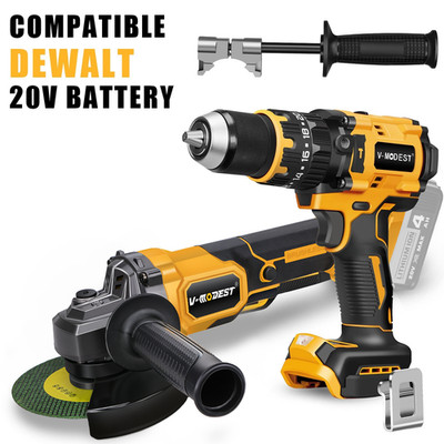 5'' Cordless Angle Grinder / 1/2'' Hammer Drill Compatible Dewalt 20V MAX Battery