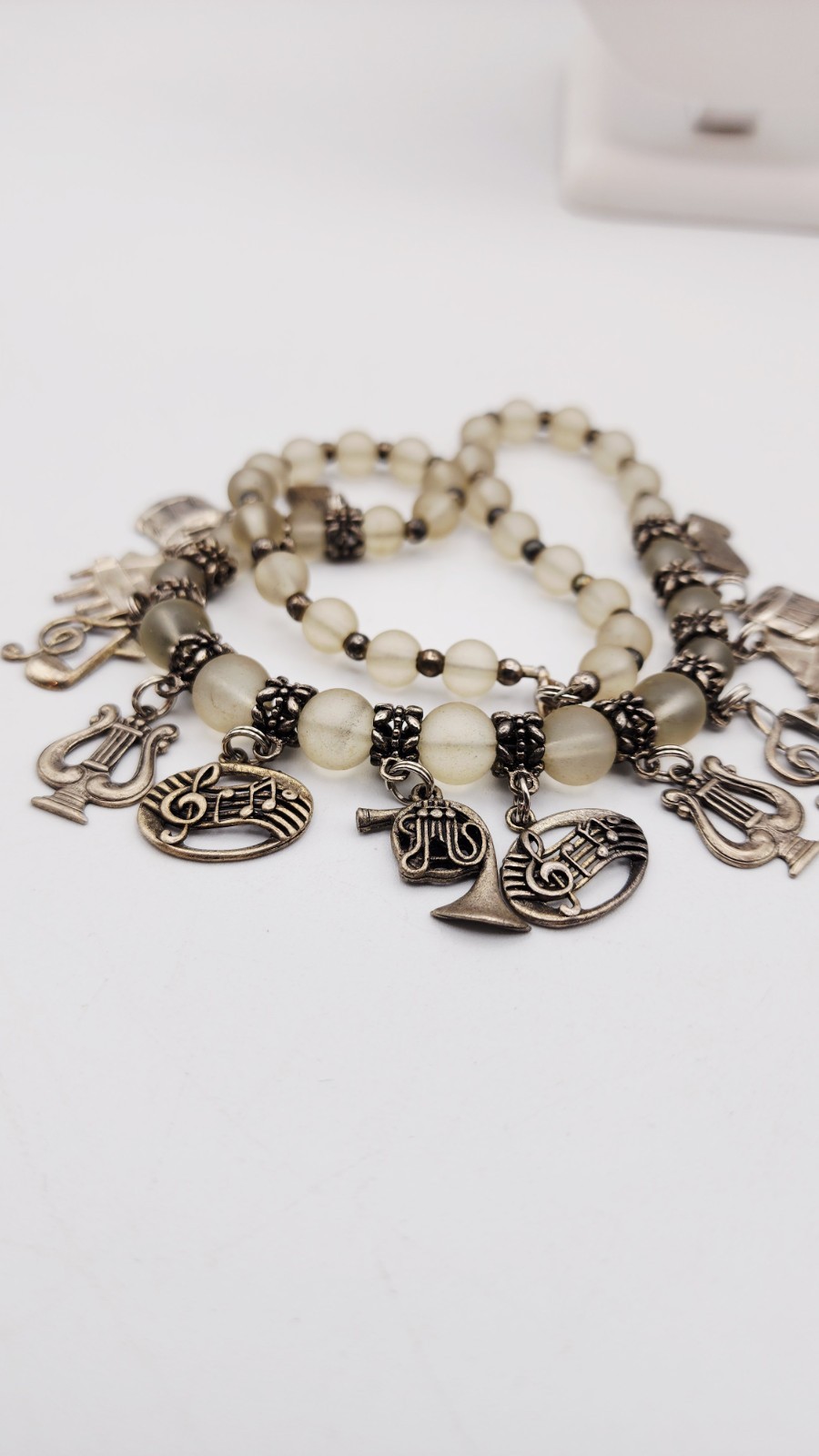 Musical notes instruments charm dangle beaded nec… - image 8