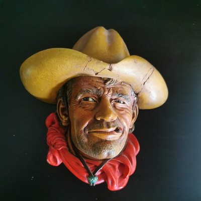 Bossons England Chalkware Cowboy Rawhide 1967 Wall Plaque