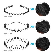Black Metal Sports Hairband Headband Wave Alice Style Hair band Unisex Men Women