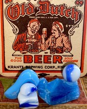 😎Vintage Akro“Prize”Corkscrew Marble-Mint.65W/ Matching Dug Akro Cullet &Oddity