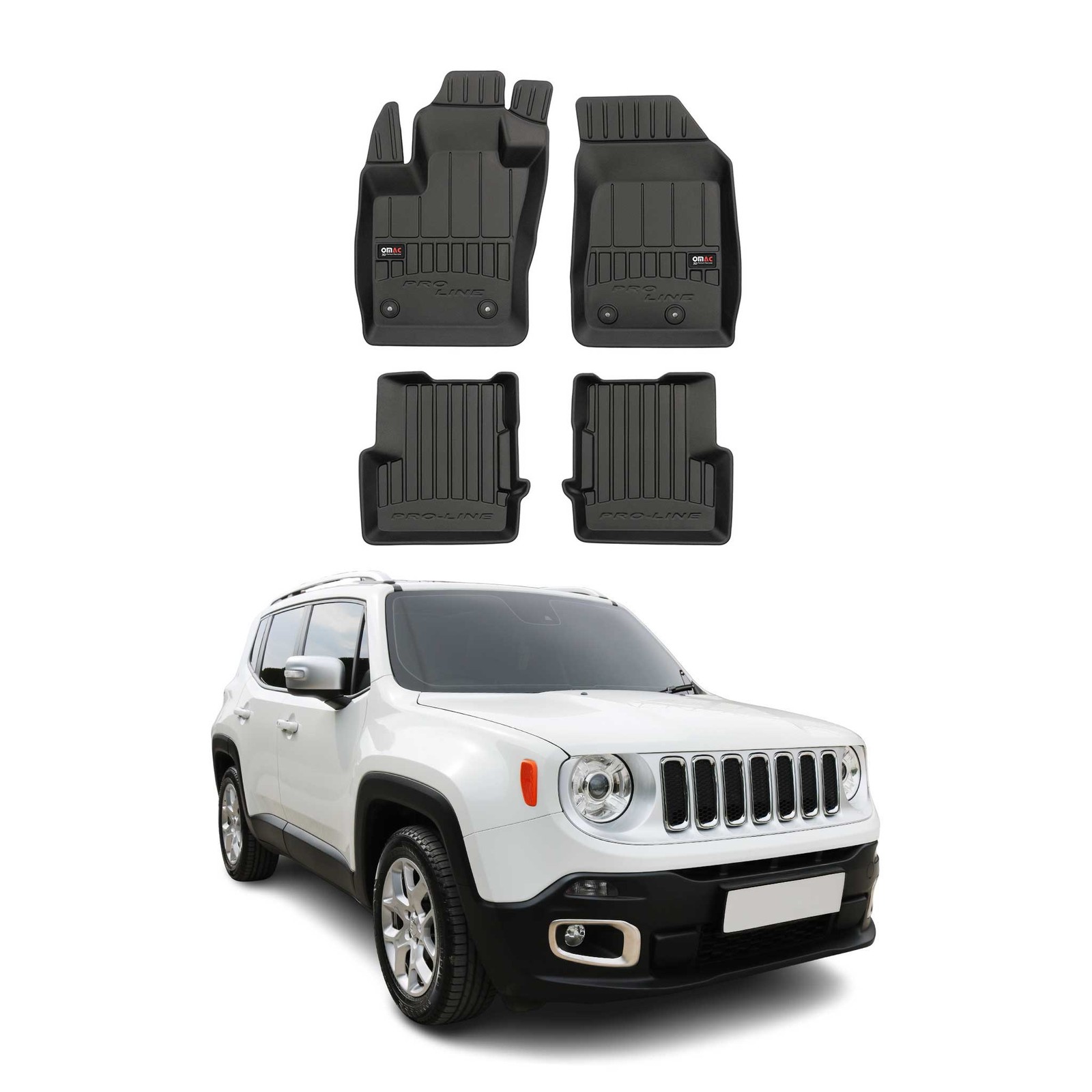 Tapis de sol Jeep Renegade 2014-2022 en TPE noir pour protéger votre habitacle de la boue