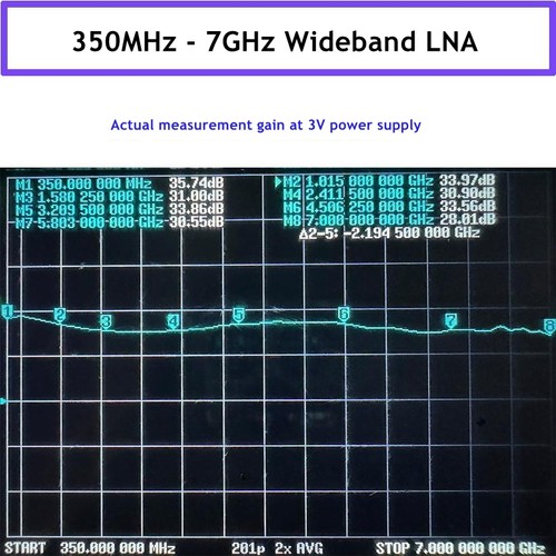 350MHz - 7GHz LNA Amplificatore Basso Rumore 35dB Guadagno Wideband RF Modulo Amplificatore - Foto 6 di 7