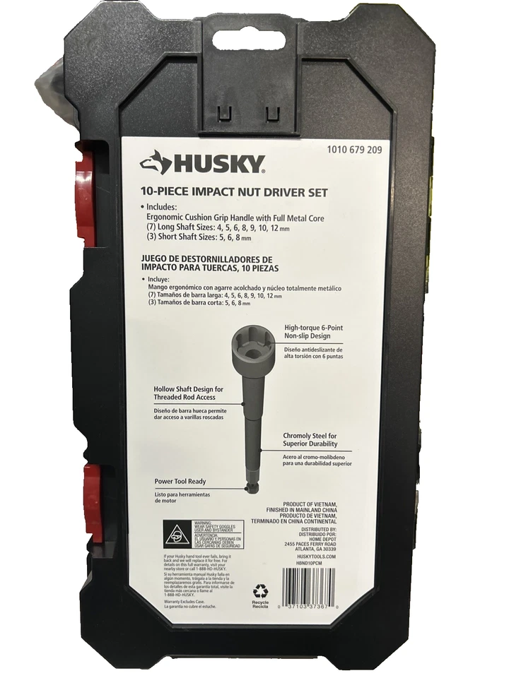 Husky BITE SAE Impact Ready Nut Driver Set with Cushion-Grip Handle (10-Piece) - Изображение 2 из 2