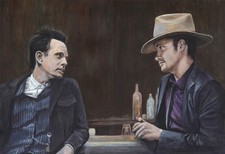 Impresión artística de pintura acrílica TV justificada Raylan Boyd 11x16 Timothy Olyphant