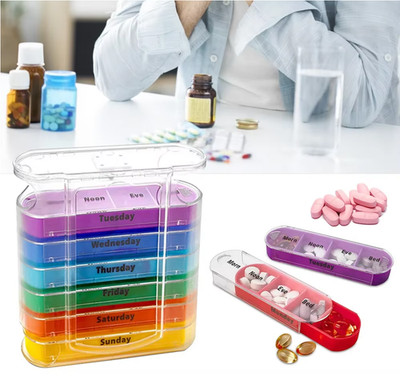 Weekly Pill Organizer 4 Times A Day Pill Box Container 7 Days Medicine Pill Case