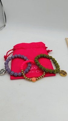 Rustic Cuff Statement Trio: Electric Purple & Olive Sparkle + Neon Pink Pop