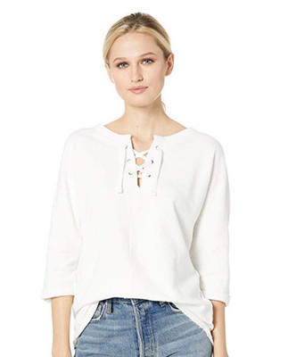 Jag Jeans Women Debbie Lace Up Top White Size XL