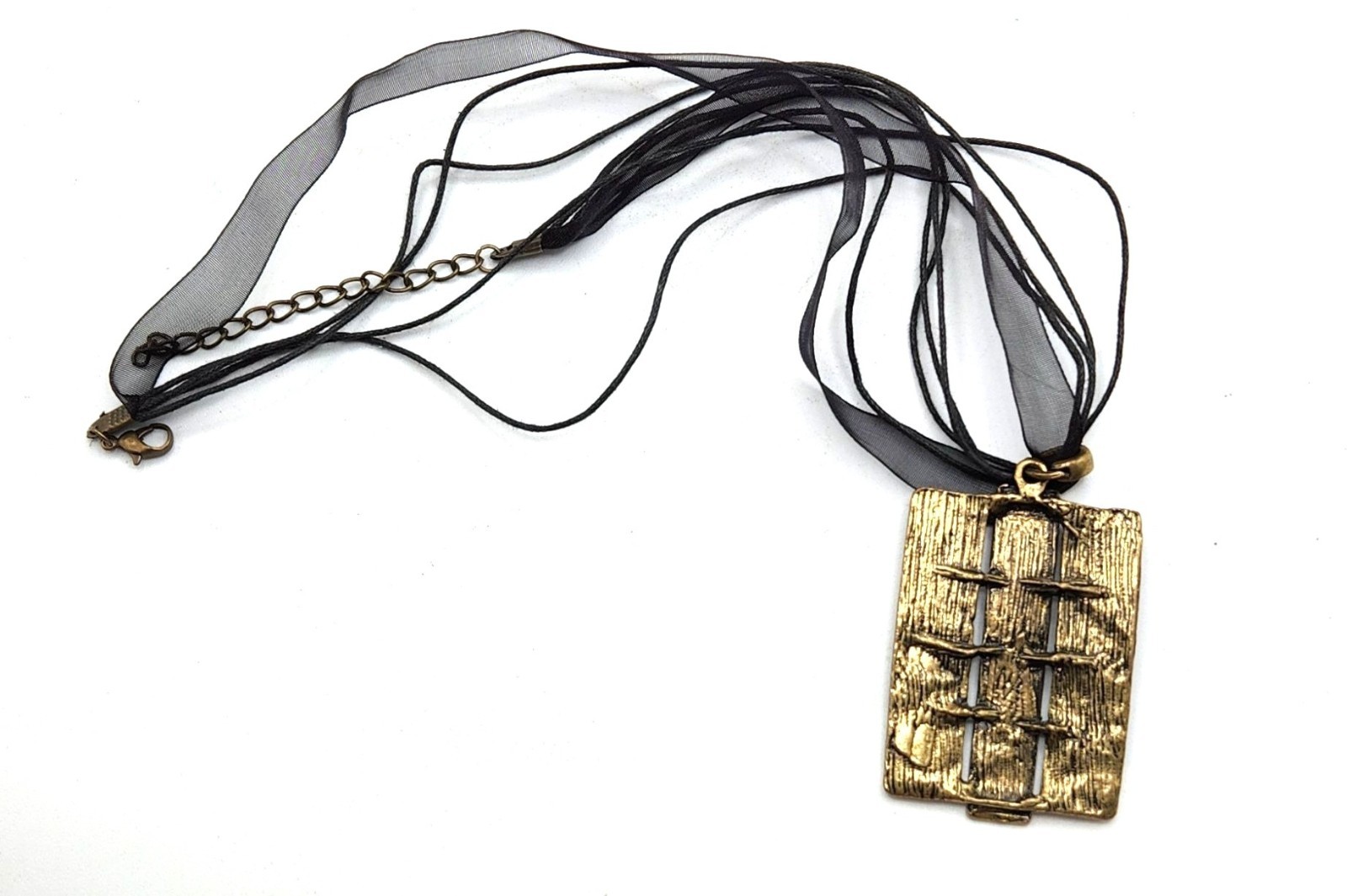 Gold & Black Rectangular PendantWith Multi-Strand… - image 3