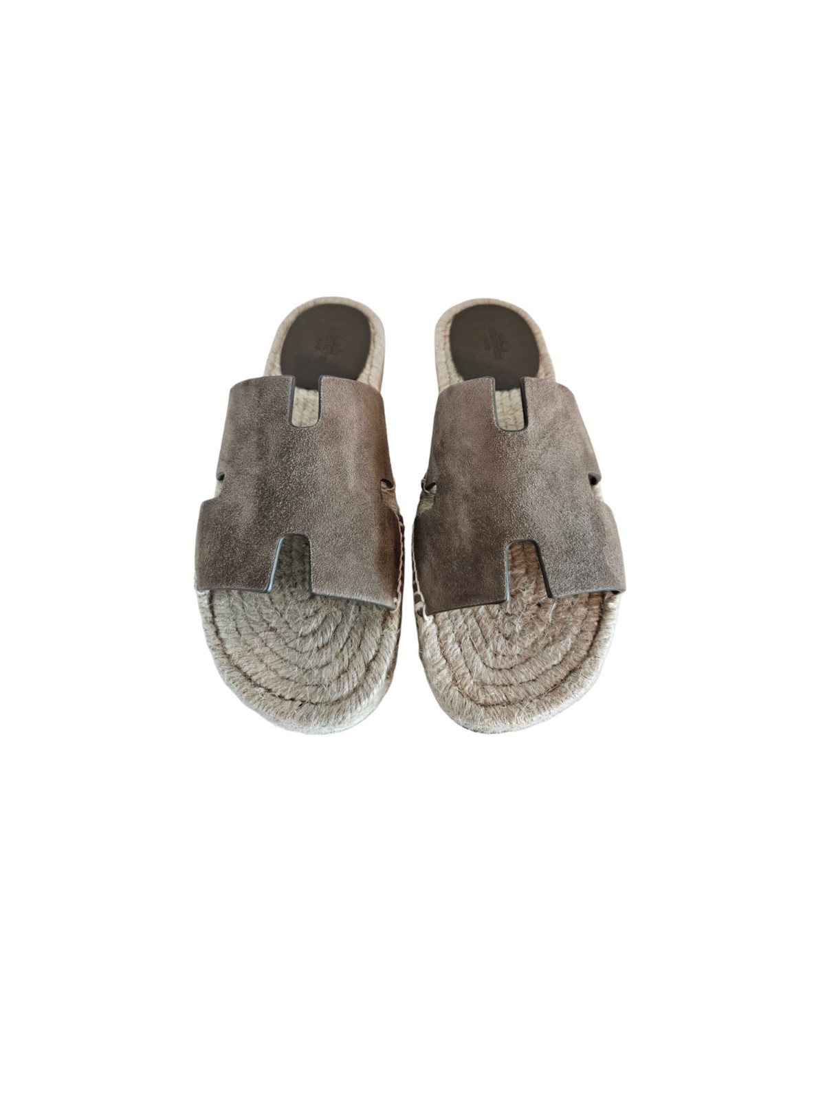 Hermes Antigua Etoupe Suede Woman Flat Espadrille, size 39