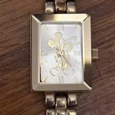 Disney Mickey Mouse Girl?s Watch Gold Mickey Metal "Ears" Band New Battery