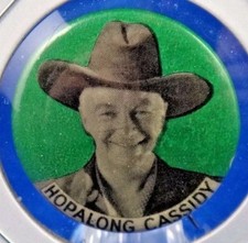 1950s HOPALONG CASSIDY Western Cowboy 2 Souvenir Pinback Insert Metal Pin Movie