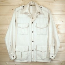 Hornes Chore Jacket Mens Large White Vintage Safari Workman Overshirt 1970s