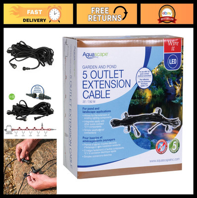 25ft LVL Lighting Cable with 5 Quick Connects for Pond, Garden & Landscape Use