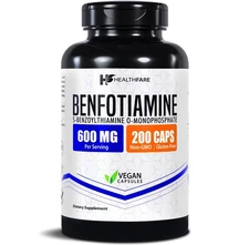 Healthfare Benfotiamine 600mg | 200 Veg Capsules | Enhanced Absorption