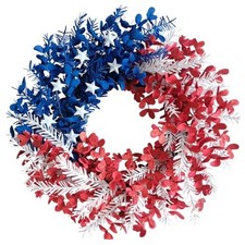 4th of July Wreath 22 inch, Patriotic Wreath for Front Door, Red White Blue