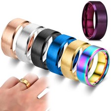 Titanium Steel Rings for Men Weddings Ring Cool Simple Band Engagement Gifts 8mm
