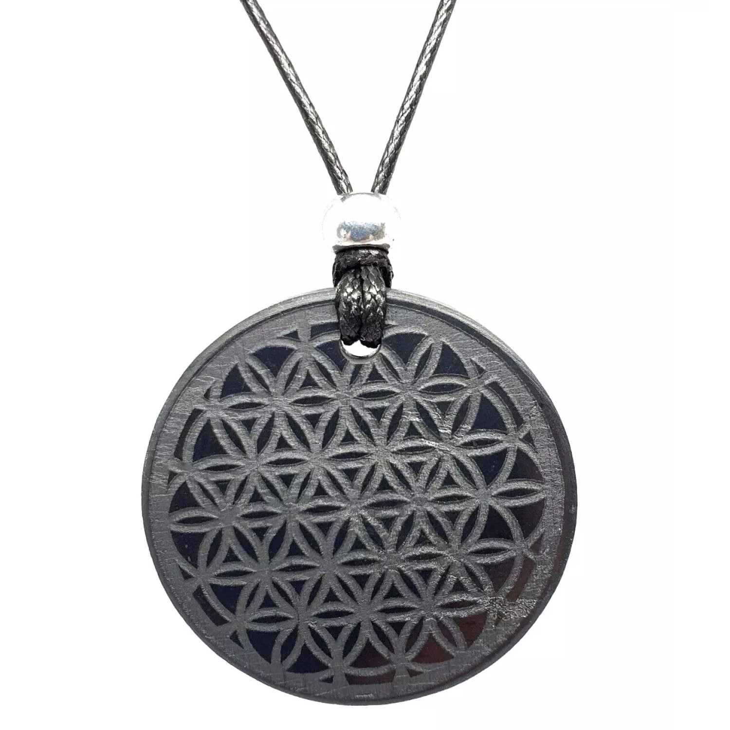 Shungite Flower Of Life Pendant Necklace EMF Gemstone Crystal Jewellery & Boxed