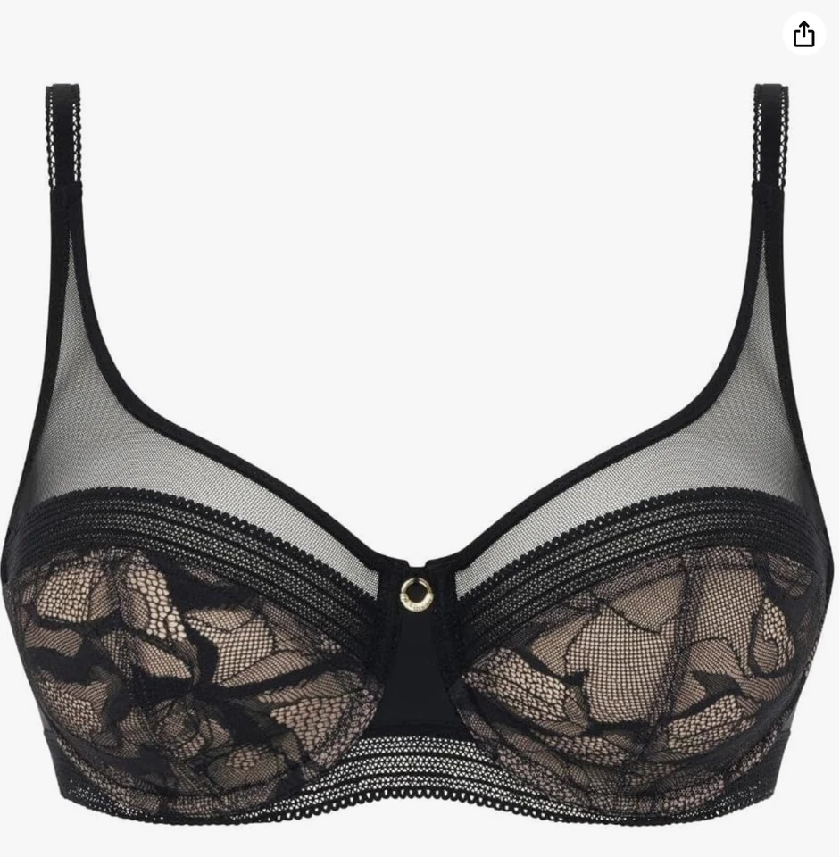Sujetador Chantelle para mujer True Lace con aros cobertura completa, negro, 34D EE. UU. Foto 3 de 4