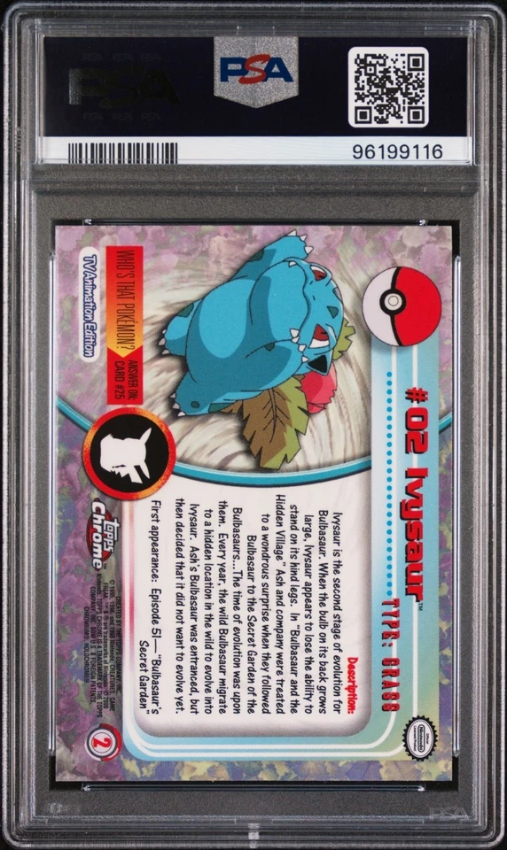 Pokemon T.V. Topps 2000 cromado 2 IVYSAUR | PSA 8 Foto 2 de 2