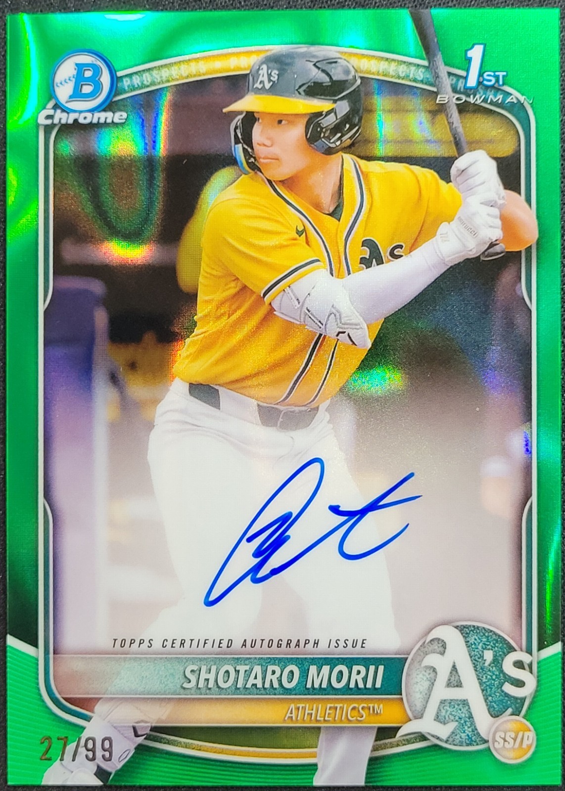 2025 BOWMAN CHROME SHOTARO MORII #CPA-SM GREEN LAVA REFRACTOR /99 AUTO AUTOGRAPH