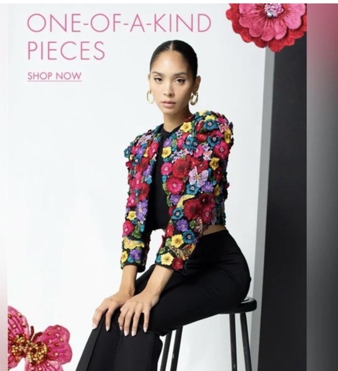 ALICE + OLIVIA LORNA CROPPED FLORAL APPLIQUE JACKET SIZE M NWOT | eBay