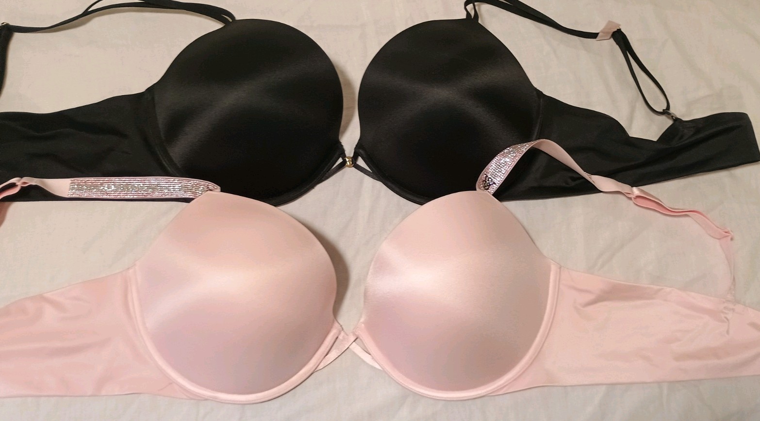 Victoria’s Secret Very Sexy 42C Push Up  Underwire Bra Set Black & pink bling X2