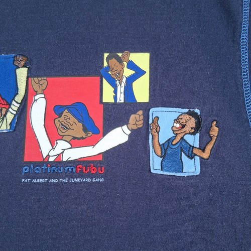 Vintage FUBU Platinum Mens Long Sleeve T-Shirt Lrg Blue Fat Albert Junkyard Gang - Picture 5 of 14
