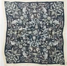Anthropologie Vismaya Scarf Floral Botanical Bandana Wild Rag Navy 40”x40” NWT