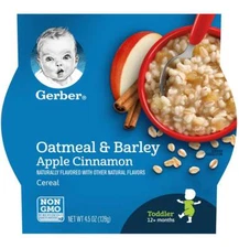 Gerber Baby Food Cereal Oatmeal & Barley Apple Cinnamon - 4.5 Oz - Pack of 4