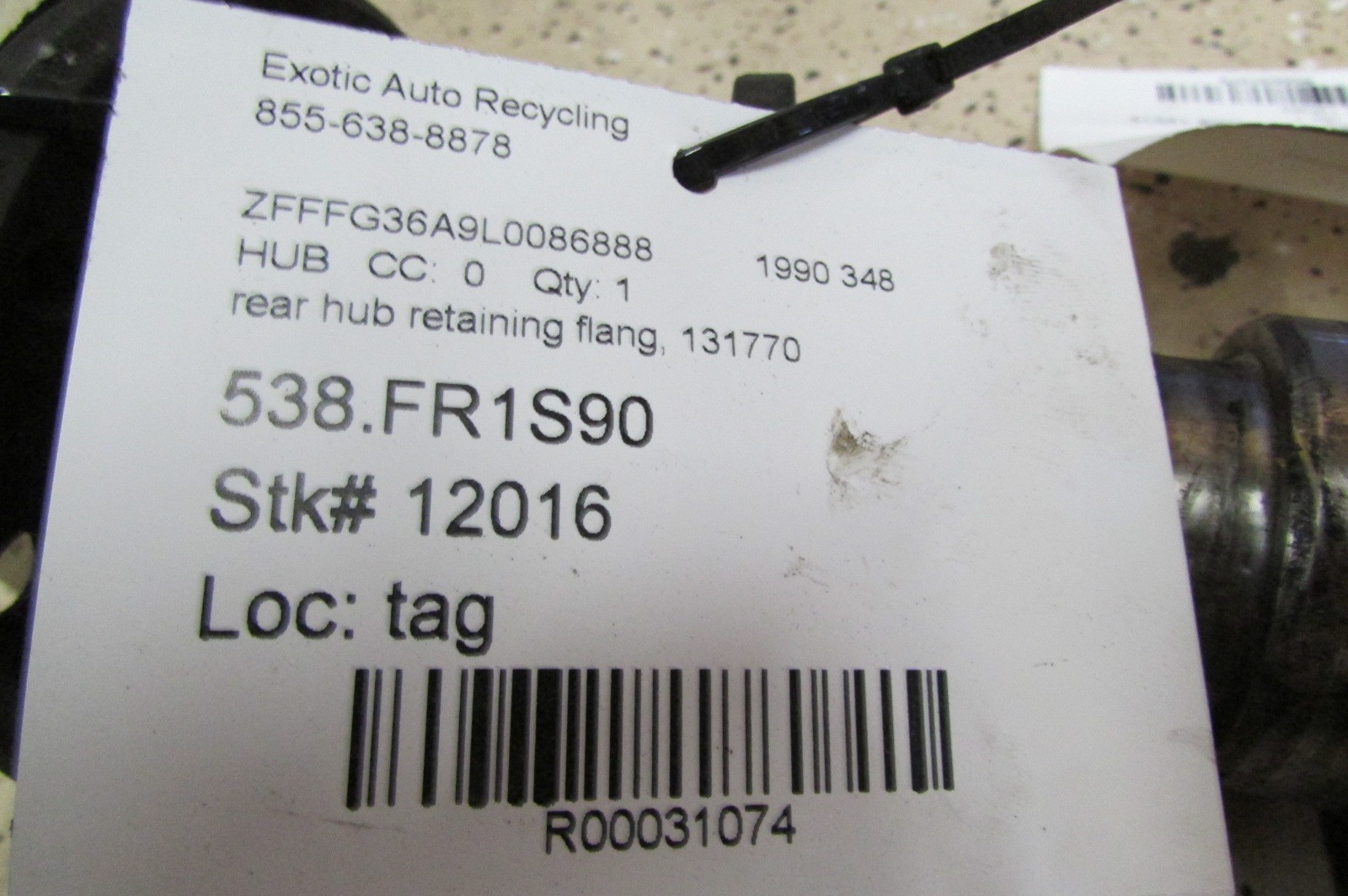 Ferrari 348, Rear Hub Retaining Flange, Retaining Ring, Used, P/N 131770