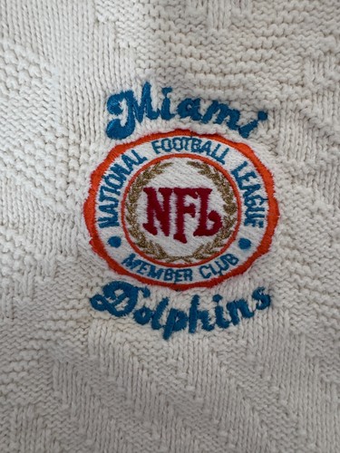 Vintage NUTMEG Mills Team NFL Miami Dolphins Cream Pullover Sweater sz M - Picture 5 of 6