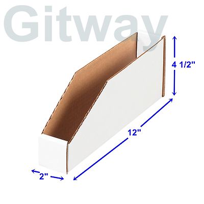 50- 2'' x 12'' x 4 1/2'' Corrugated Cardboard Open Top Storage Parts Bin Bins Boxes