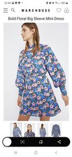 Warehouse Floral Mini Dress Long Sleeves size 6 bnwt