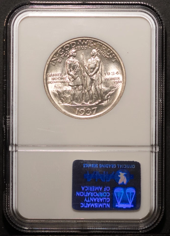 1937 50c Silver Boone Half-dollar MS 65 NGC # 273188-015 + Bonus - Image 2 of 2