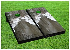 CORNHOLE BEANBAG TOSS GAME w Bags Game Boards Ducks Winter River Snow Set 1221