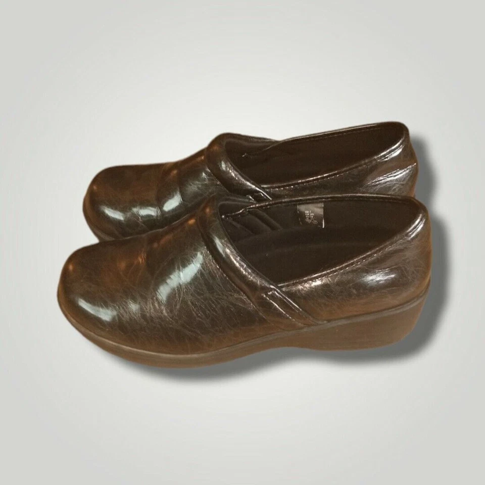 Plantillas cómodas Safe T Step 24/7 zuecos de enfermera talla 7 charol negro Foto 3 de 4