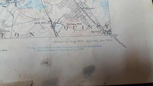 1885 U.S. Geological Survey Reconnaissance Map Massachusetts Boston Quadrangle - Picture 7 of 10