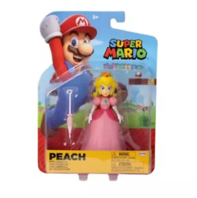 Super Mario Princess Peach 4 inch Action Figure with Umbrella