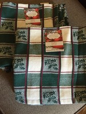 Christmas Plaid Holly Leaves Natural Green Red Country Cabin Lodge Napkins Lot 8