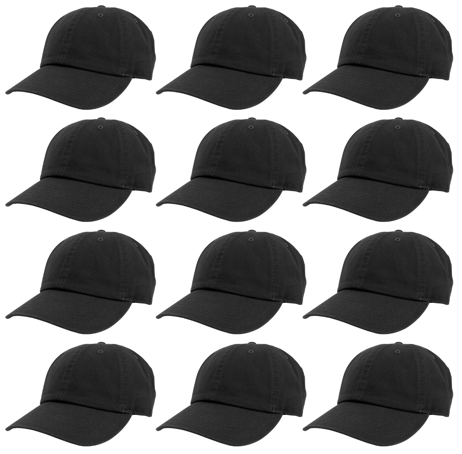 Plain Blank Cotton Baseball Cap Hat Solid Adjustable Wholesale LOT 12pcs